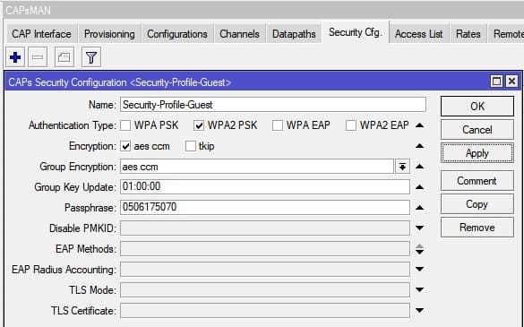 Настройка гостевой WiFi в MikroTik, добавление отдельного пароля для guest сети в CAPsMAN